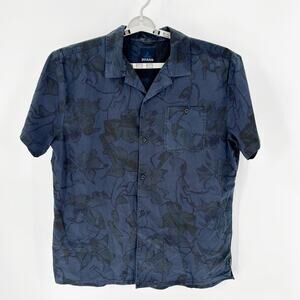 Prana Caplan shirt muted tropical print button down short sleeve cotton size XL